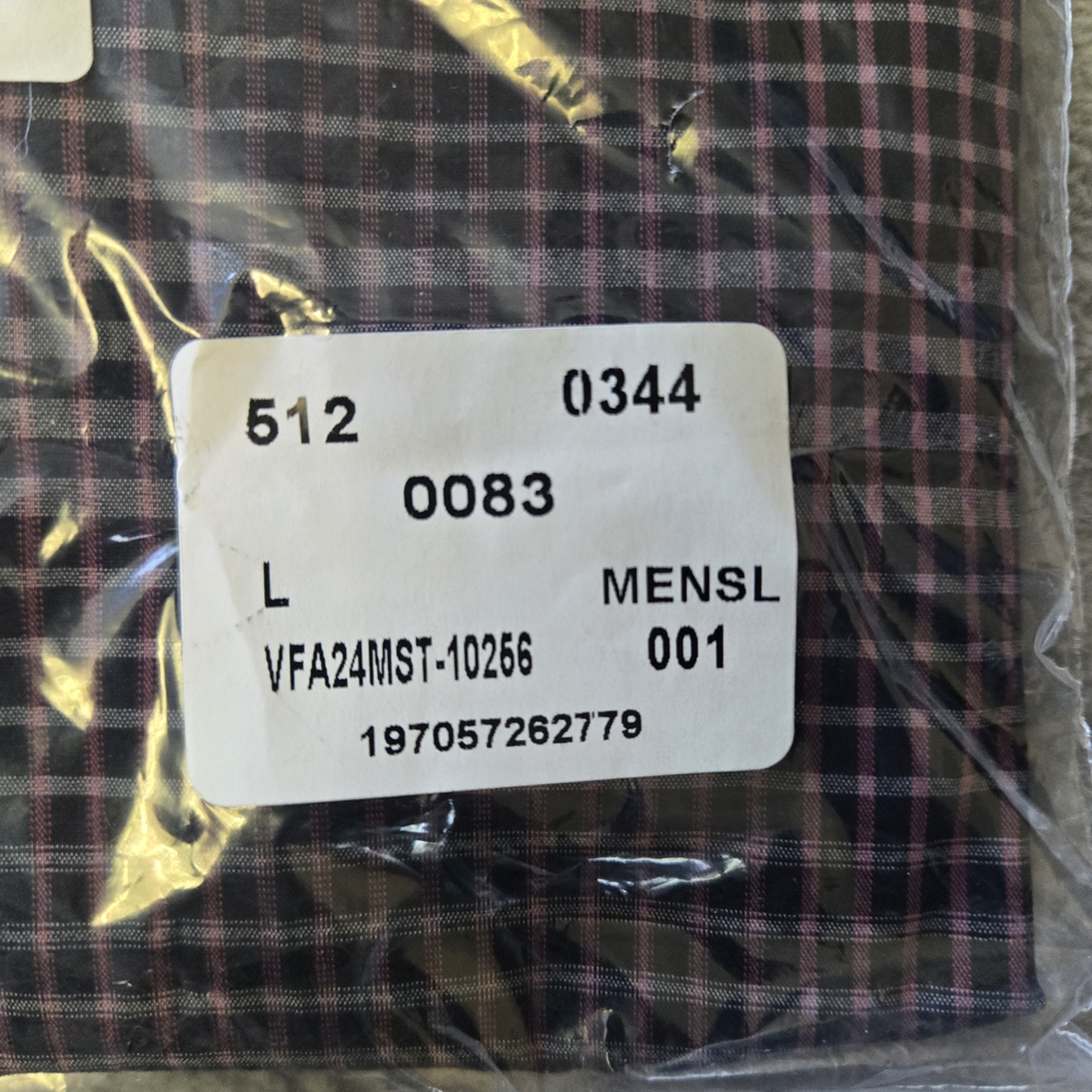 Van Heusen Men's Purple and Black Plaid Button Up Shirt Size Large NWT - Picture 6 of 9